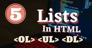How to create lists in HTML | Different types of lists in HTML | HTML tutorials for beginners