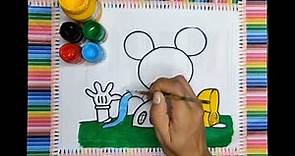 Dibuja y colorea la Casa de Mickey Mouse ⚫️🔴🟡🟢 Dibujo para niños y niñas