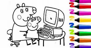 Comment colorier Peppa Pig et sa maman sur l'ordinateur! Apprendre les couleurs avec Peppa Pig!