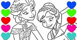 Colorindo Elsa e Ana do Frozen | Pintar Elsa e Ana | Desenho Frozen em portugues