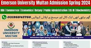 Emerson University Multan Admission Spring 2024 | Fee Structure | Apply Process