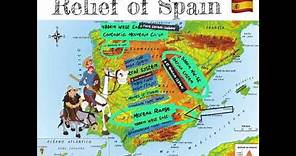 Relief of Spain: mountain systems and river basins.