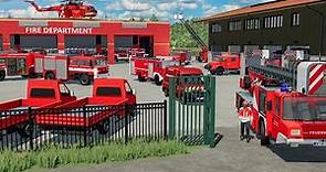 Caserne de pompiers à 5.000.000€ pleine de camions grande échelle, camions médicaux et hélicoptères