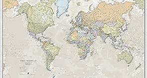Maps International Giant World Map - Classic Large World Map Poster - Laminated - 46 (h) x 77.5 (w)