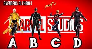 Marvel Cinematic Universe superhero AVENGERS character names in alphabetical order (PART II)