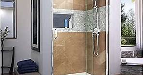 DreamLine Flex Semi-Frameless Pivot Shower Door in Chrome, 38-42 in Width x 72 in Height, 1/4 in. (6mm) Certified Clear Tempered Glass, Engineered for Smooth Pivoting Open and Close. SHDR-22427200-01