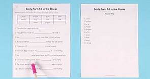 Body Parts Fill In The Blank Worksheet