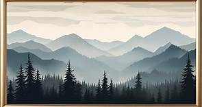 Framed TV Art - Evergreen Mountain | Modern Smart TV Artwork | Mountain TV Screenaver