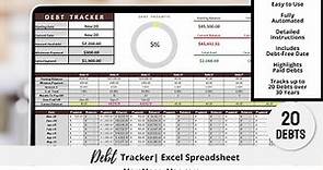 Debt Tracker Spreadsheet (Excel) - 20 Debts