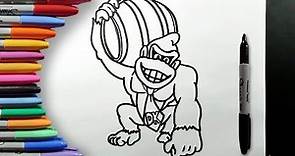 Cómo Dibujar y Colorear a Donkey Kong de la Película Mario Bros Paso a Paso Fácil para Niños