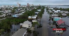Drone video shows widespread flooding in Gulf Shores after Hurricane Sally