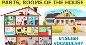 Parts of the house, rooms in the house, house vocabulary in English - English words with meaning