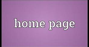Home page Meaning
