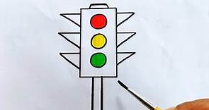 Road safety traffic signal drawing easy | Road safety traffic signal | How to draw traffic signal