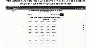 How To Use The Word Finder To Find Possible Combinations Of Words With Letters And Blank