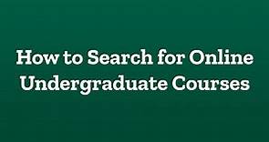 Online Undergraduate Course Offerings