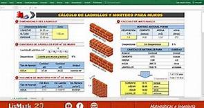 Plantilla Excel - Cálculo de ladrillos y mortero para muros