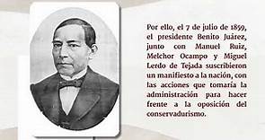 7 de julio de 1859. El presidente Benito Juárez da a conocer el programa de la Reforma.