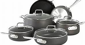 All-Clad HA1 Hard Anodized Nonstick Cookware Set 10 Piece Induction Oven Broiler Safe 500F, Lid Safe 350F Pots and Pans Black