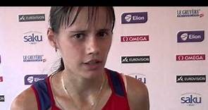 Elena Lashmanova (RUS) after winning gold in 10.000m Race Walk
