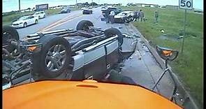 School Bus Dashcam Captures Oklahoma Car Crash