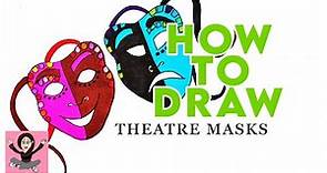 How to Draw THEATRE MASKS / Step by step Comedy & Tragedy Masks tutorial