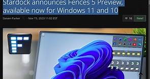 Stardock announces Fences 5 Preview, available now for Windows 11 and 10