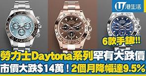 勞力士Daytona系列6款手錶罕有大跌價！市價大跌達$14萬、2個月降幅高達9.5%