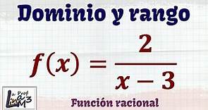 Dominio y rango de la función f(x)=2/(x-3) | La Prof Lina M3