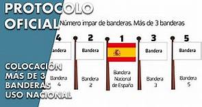 Ordenación de banderas. Más de 3 banderas. Uso nacional en España de las banderas oficiales