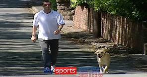 Roy Keane walking his dog after being sent home from the 2002 World Cup
