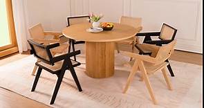 Round Dining Table for 4, 5 Piece Kitchen Table and Chairs Black Wood(48" Table and 4 Chairs)