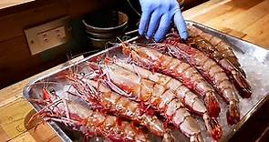 Japanese Food - GIANT TIGER PRAWN and KUROBUTA PORK STEAK Okinawa Seafood Japan