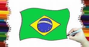 Dibujando La Bandera de Brasil paso a paso y muy facil - Speed Drawing