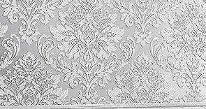 yaretzy Peel and Stick Wallpaper 3D Silver Grey Floral Modern Damask Removable Wallpaper Bedroom Embossed Sticky Self Adhesive Wallpaper 20.8inch x 118inch