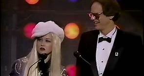 Cyndi Lauper receiving award for We Are The World, MTV Awards 1985