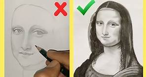 HOW TO DRAW MONALISA Step by step for beginners | PENCIL DRAWING