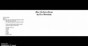 How to Eat a Poem by Eve Merriam