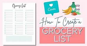 How To Create Printable Grocery List | Master Grocery List Printable | Canva Tutorial