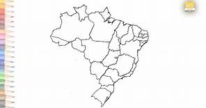 Brazil map outline with states | How to draw Brazil map outline step by step | Map drawing | #art