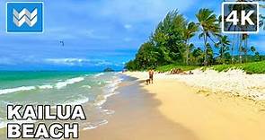 [4K] Kailua Beach in Oahu Hawaii USA - Walking Tour & Travel Guide 🎧 Relaxing Beach Waves Sound