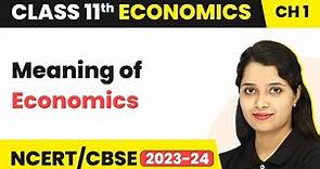 Meaning of Economics - An Introduction | Class 11 Economics - Statistics