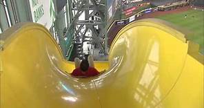 FOX Sports West's Mark Gubicza takes on the slide at Miller Park