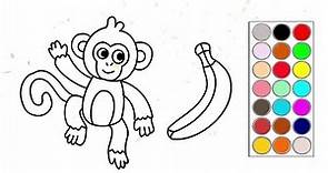como dibujar y colorear a un lindo mono, dibujos para niños 🐒🐵
