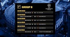 Barça's fixtures in the 2018/19 Champions League group stage