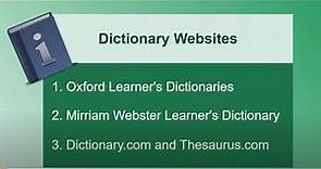 Online Dictionaries and Thesaurus