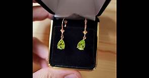 Natural Peridot Earrings 14k Real Gold Made in USA Leverback
