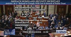 U.S. House: Debate & Vote on Secretary Mayorkas Impeachment Resolution