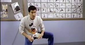 Tony Anselmo the voice of Donald Duck interacts with his character in 1988