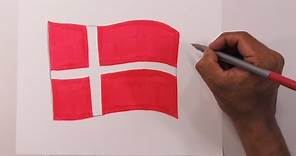 Dibuja fácilmente la bandera de Dinamarca- Træk nemt Danmarks flag